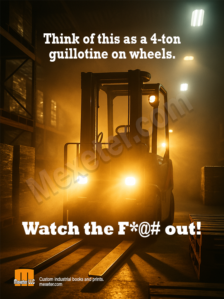 Forklift Safety Poster – 4-Ton Guillotine on Wheels, Watch the F*** Out