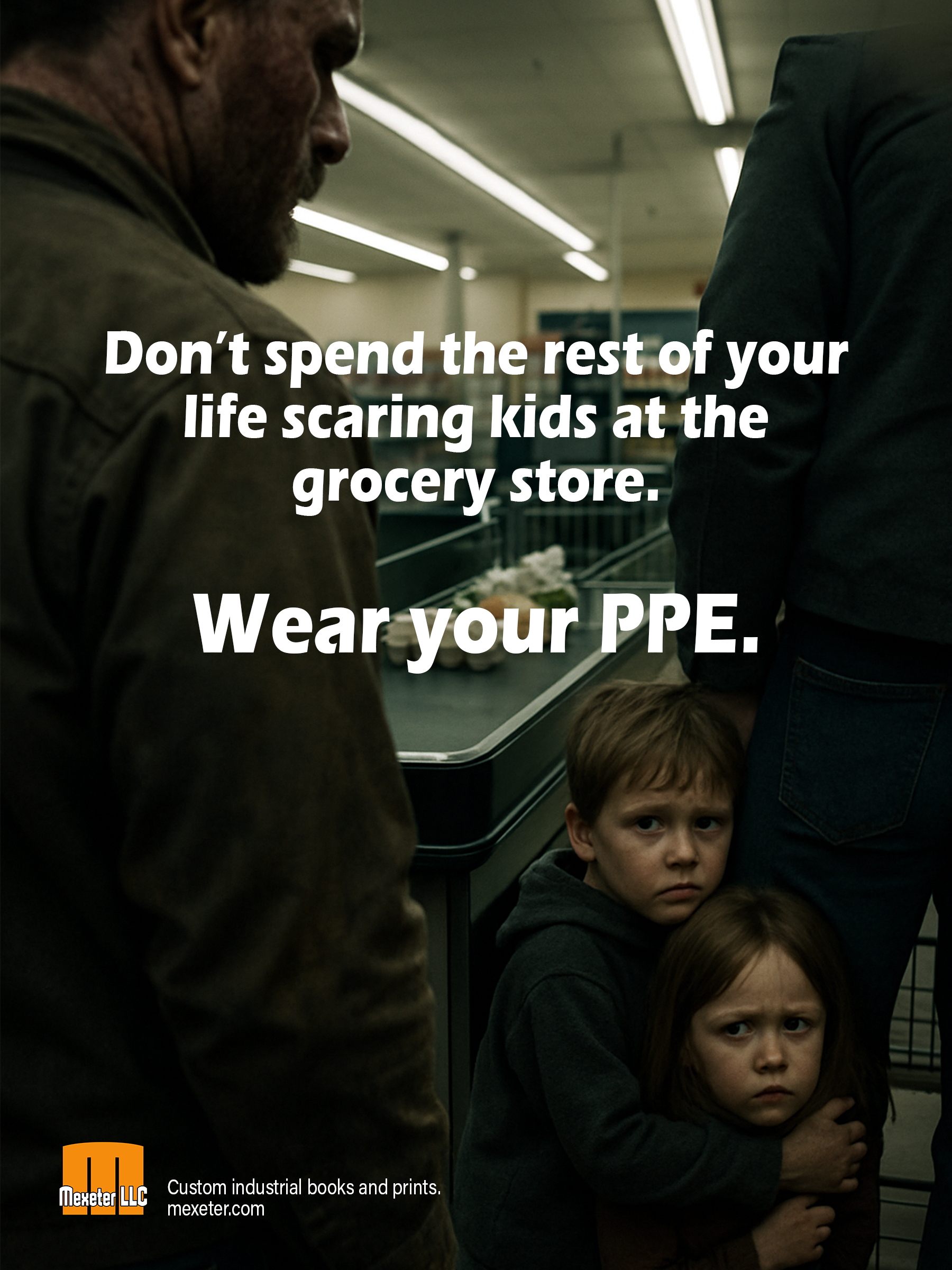 Don't spend the rest of your life scaring kids at the grocery store. - Dark Humor Safety Poster